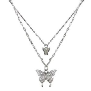 Shiny Diamond Butterfly Multi-Layer‎ Necklace